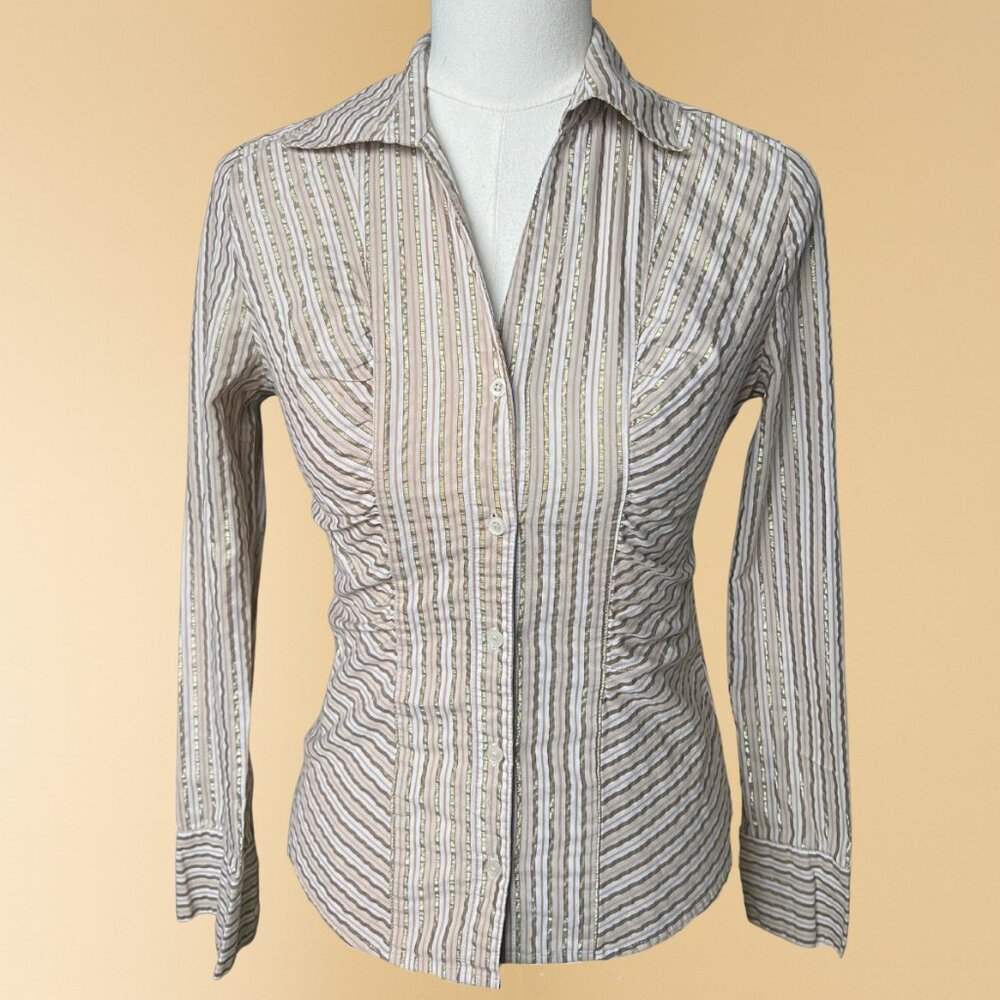 Y2K Tailored Stripe Button-Up Shirt